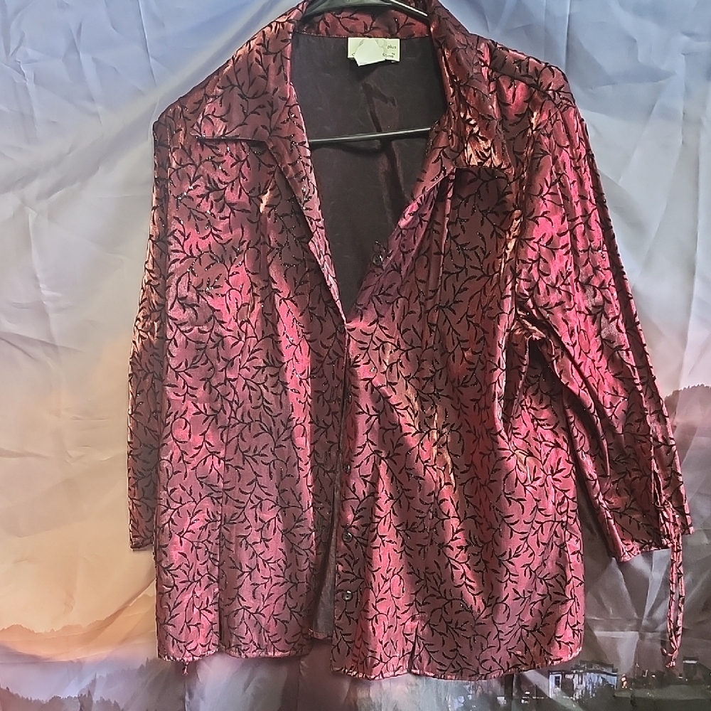 Elegant Women's Burgundy Patterned Blazer